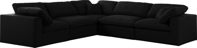 Meridian Furniture - Serene - Linen Textured Fabric Deluxe Comfort Modular Sectional - Black - Fabric - 5th Avenue Furniture