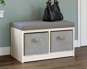 Ashley Furniture - Blariden - Gray / Natural - Storage Bench - 5th Avenue Furniture