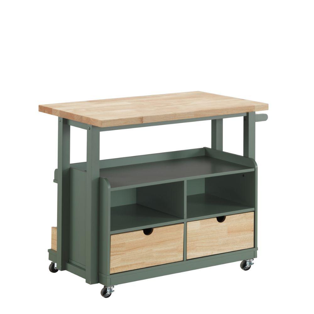 ACME - Harper - Kitchen Cart - Natural & Green - 5th Avenue Furniture