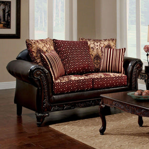 Furniture of America - Ellis - Loveseat - Burgundy / Brown / Dark Cherry - 5th Avenue Furniture