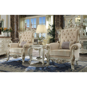 ACME - Picardy II - Accent Chair - Fabric & Antique Pearl - 5th Avenue Furniture