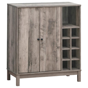 CoasterEveryday - Cheyenne - 2-Door Wine Cabinet With Stemware Rack - Weathered Acacia - 5th Avenue Furniture