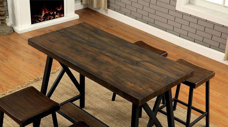 Furniture of America - Lainey - Counter Height Table - Medium Weathered Oak / Black - 5th Avenue Furniture