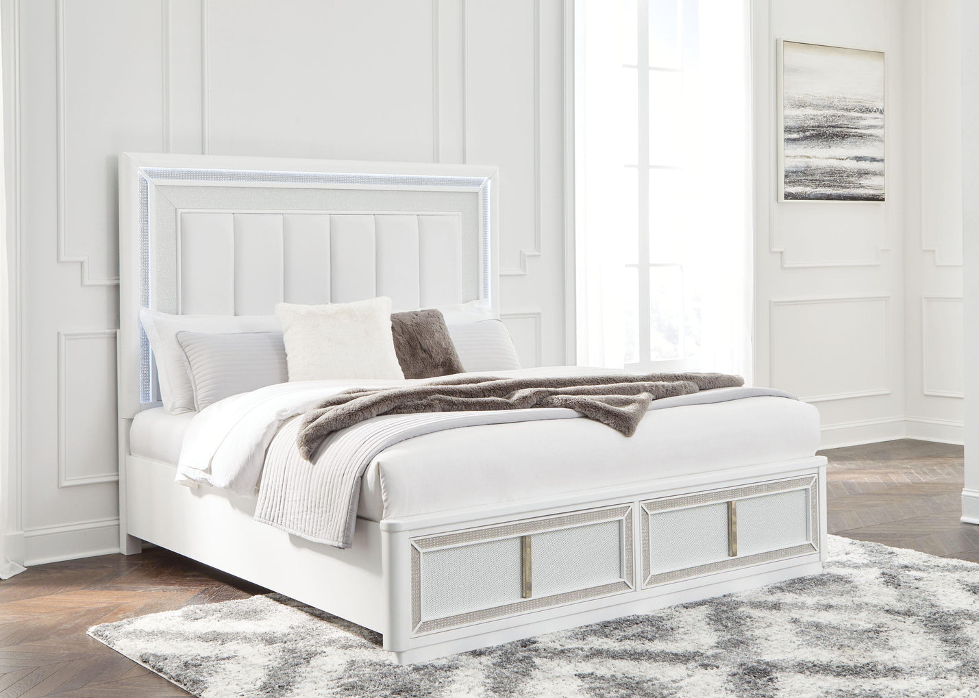 Signature Design by Ashley® - Chalanna - Upholstered Storage Bed - 5th Avenue Furniture