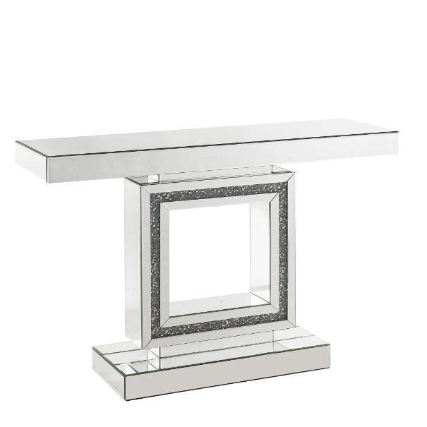 ACME - Noralie - Accent Table - Mirrored & Faux Diamonds - Wood - 32" - 5th Avenue Furniture