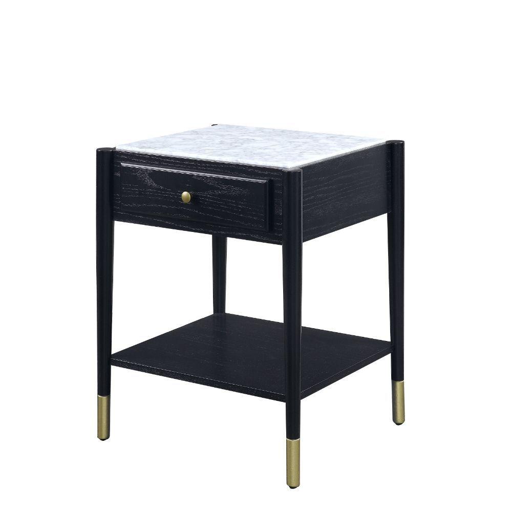 ACME - Atalia - End Table - Marble & Black - 5th Avenue Furniture