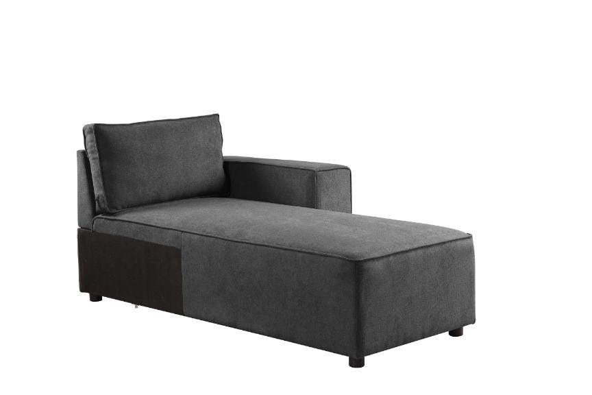 ACME - Silvester - Chaise - Gray Fabric - 5th Avenue Furniture