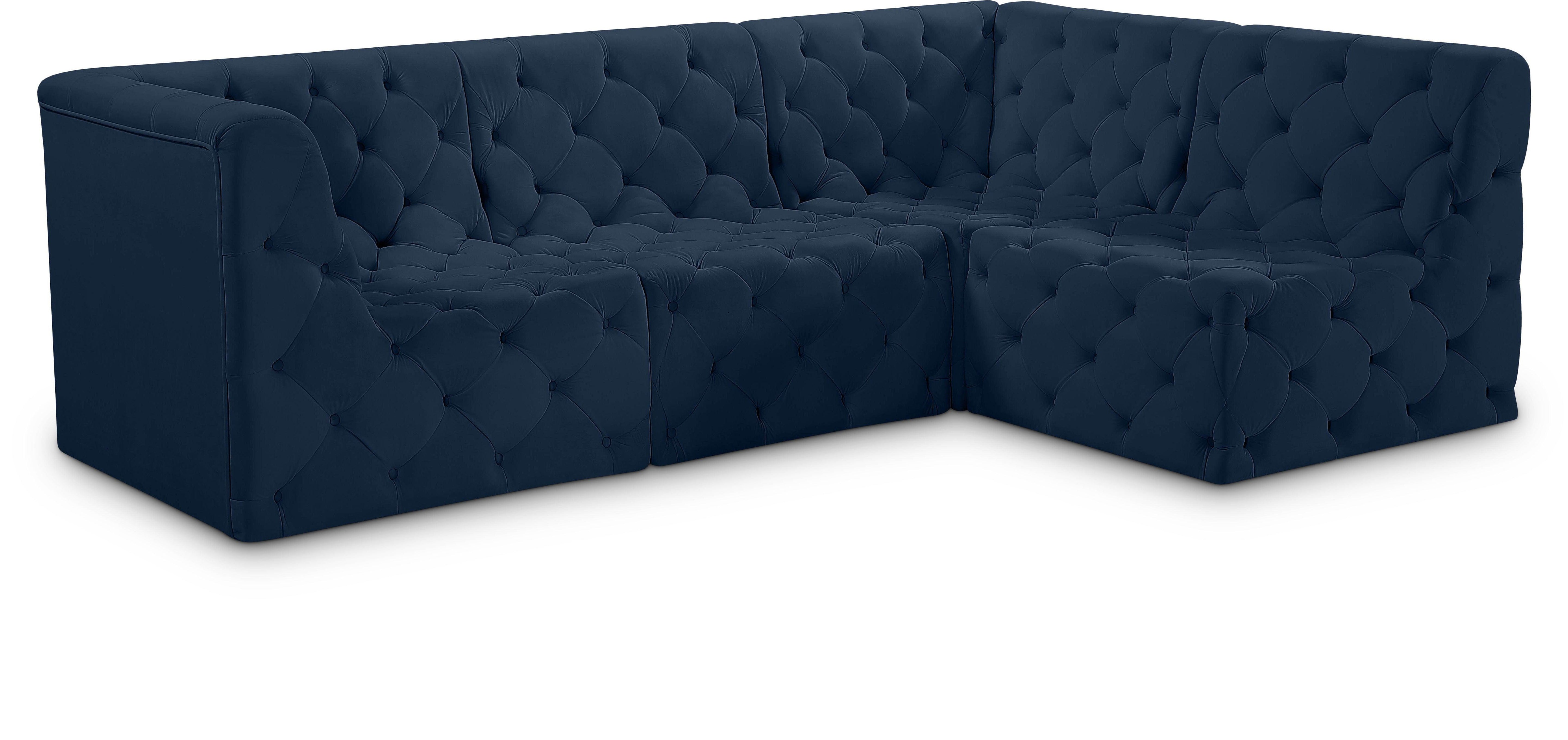 Meridian Furniture - Tuft - Modular Sectional 4 Piece - Navy - 5th Avenue Furniture