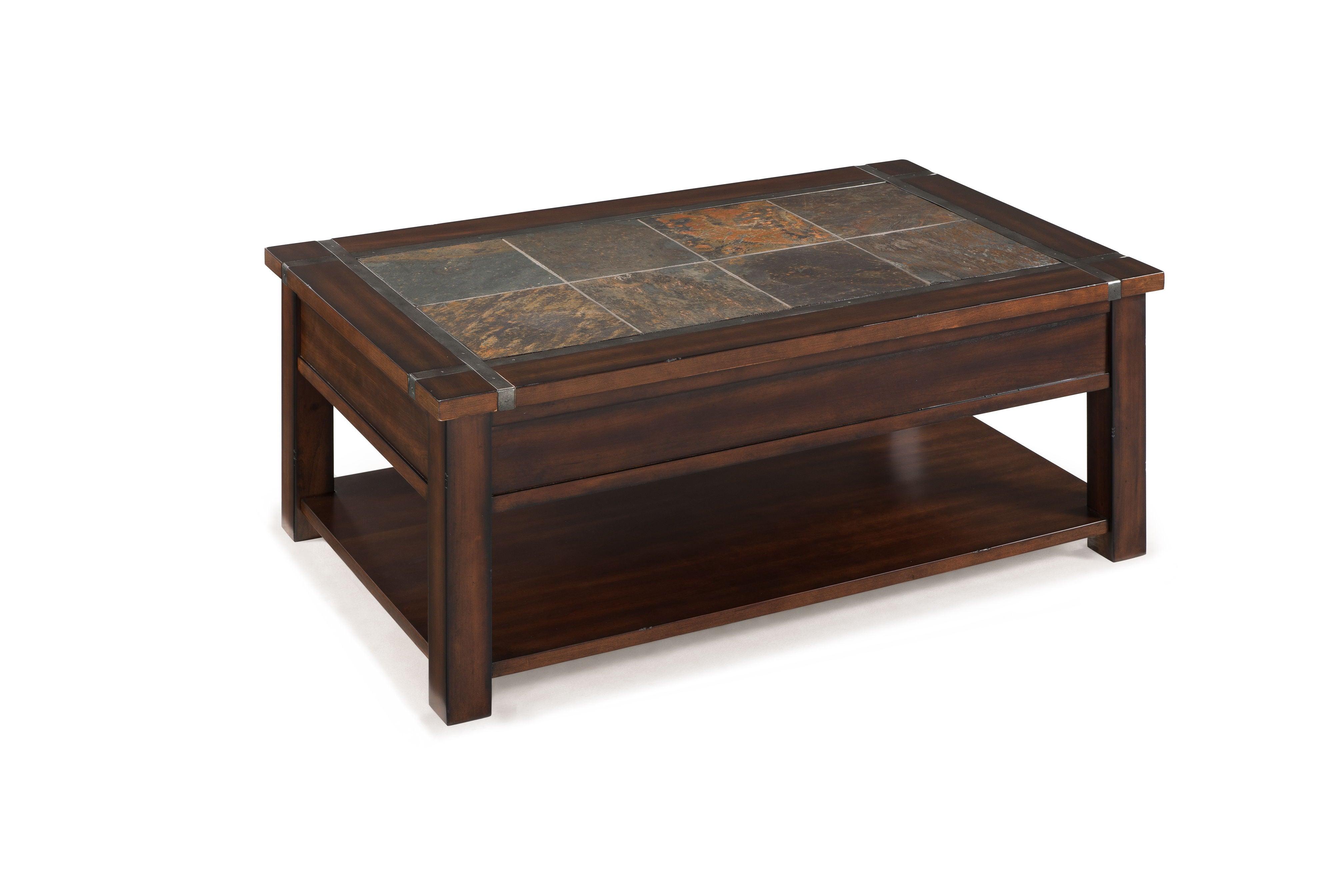 Magnussen Furniture - Roanoke - Rectangular Lift Top Cocktail Table (With Casters) - Cherry And Slate - 5th Avenue Furniture