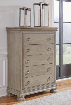 Signature Design by Ashley® - Lexorne - Gray - Five Drawer Chest - 5th Avenue Furniture