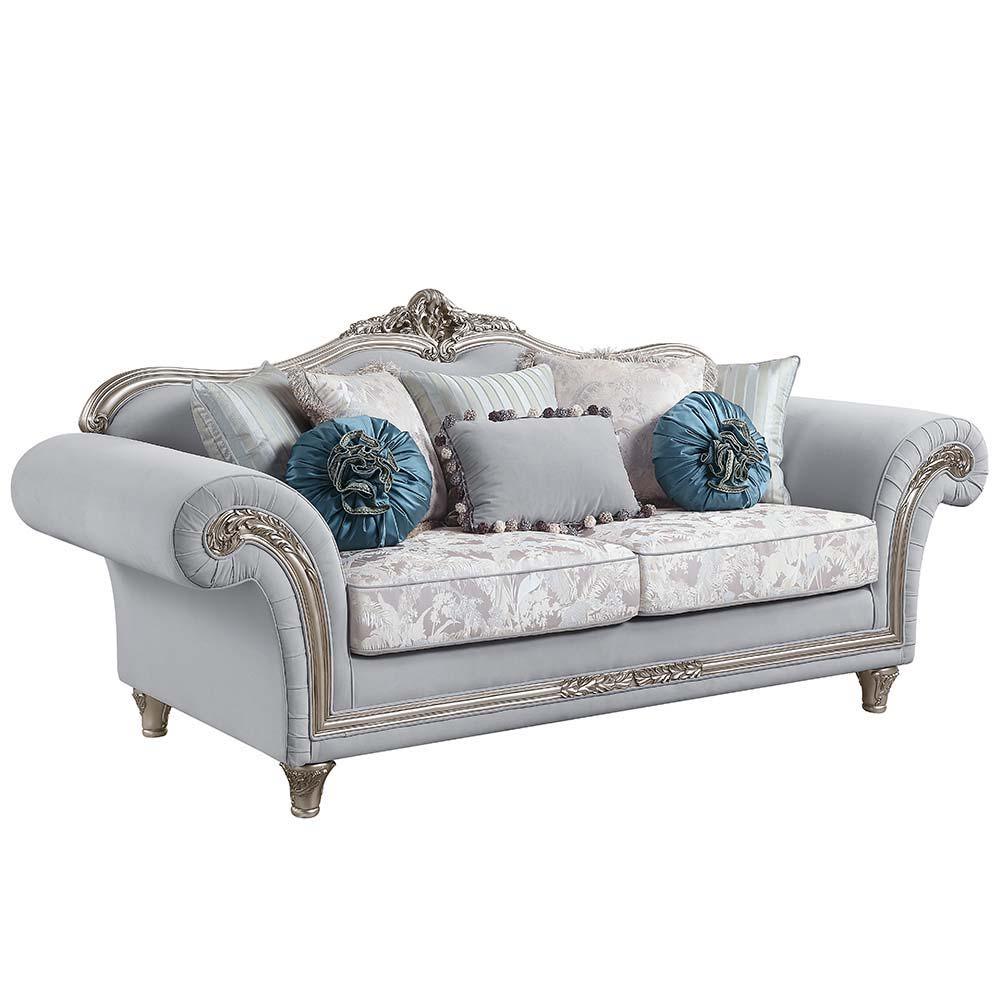 ACME - Pelumi - Sofa - Light Gray Linen & Platinum - Finish - 5th Avenue Furniture