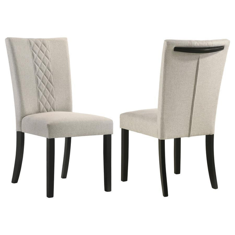 Coaster Fine Furniture - Malia - Upholstered Solid Back Dining Side Chair (Set of 2) - Beige And Black - 5th Avenue Furniture