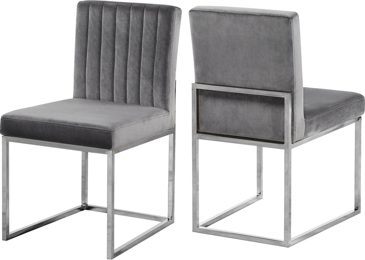 Meridian Furniture - Giselle - Dining Chair with Chrome Base (Set of 2) - 5th Avenue Furniture