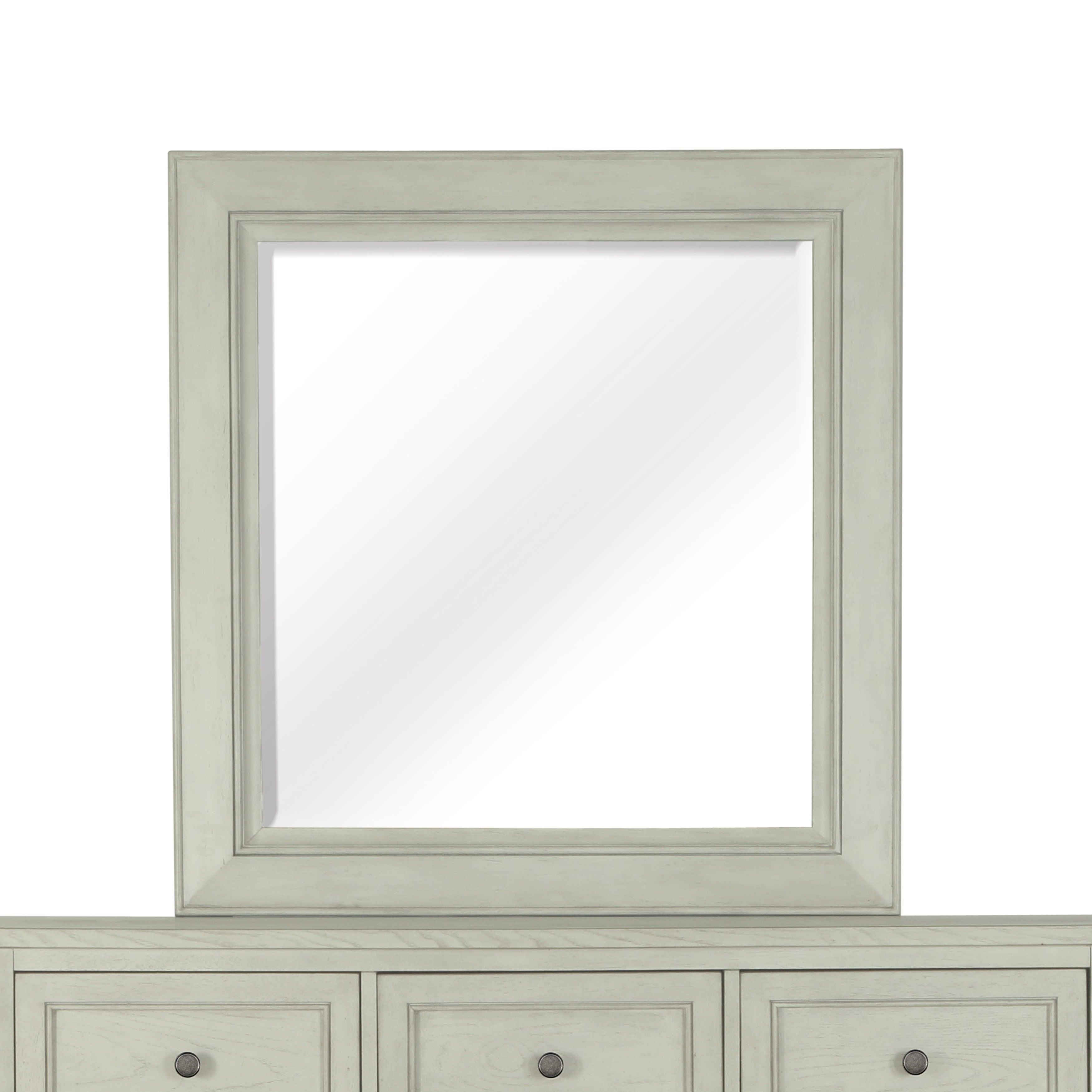Magnussen Furniture - Raelynn - Portrait Concave Framed Mirror - Weathered White - 5th Avenue Furniture