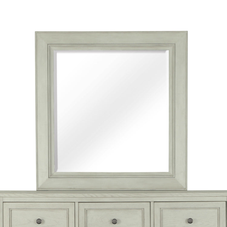 Magnussen Furniture - Raelynn - Portrait Concave Framed Mirror - Weathered White - 5th Avenue Furniture