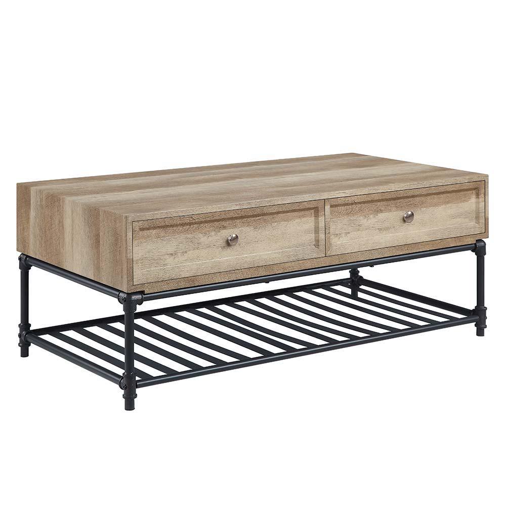 ACME - Brantley - Coffee Table - Oak & Sandy Black Finish - 5th Avenue Furniture