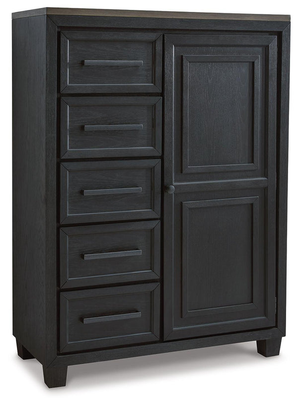Signature Design by Ashley® - Foyland - Black / Brown - Door Chest - 5th Avenue Furniture