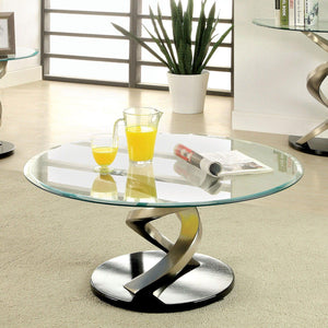 Furniture of America - Nova - Coffee Table - Satin Plated / Black - 5th Avenue Furniture