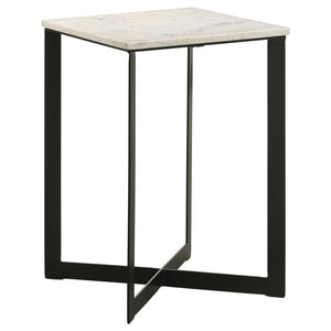 Coaster Fine Furniture - Tobin - Square Marble Top End Table - White And Black - 5th Avenue Furniture