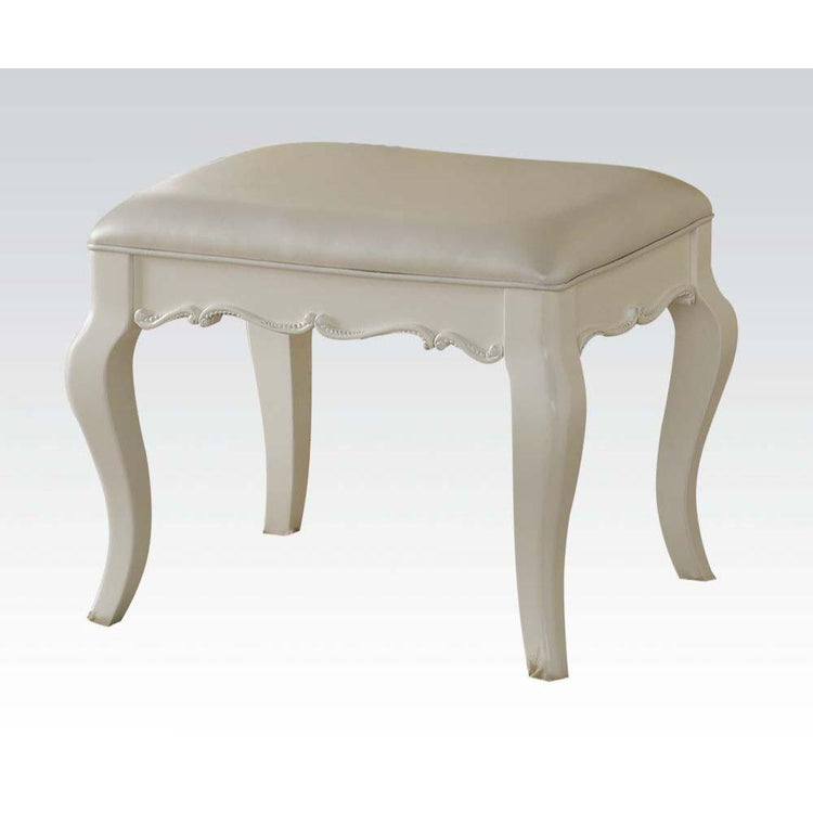 ACME - Edalene - Vanity Stool - PU & Pearl White - 5th Avenue Furniture