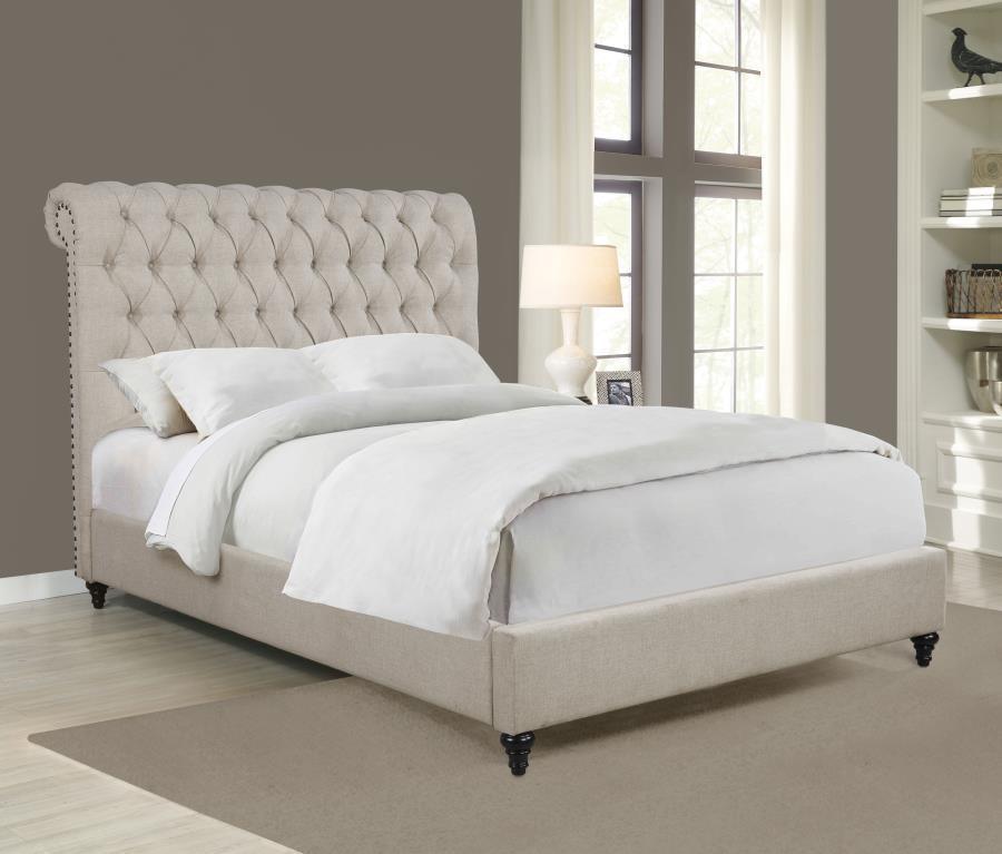 CoasterEssence - Devon - Button Tufted Upholstered Bed - 5th Avenue Furniture