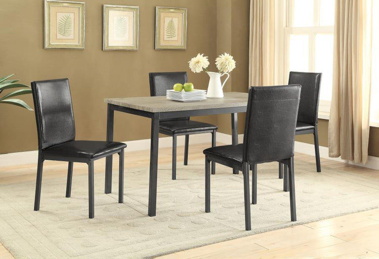 CoasterEveryday - Garza - 5 Piece Dining Room Set - Weathered Gray And Black - 5th Avenue Furniture