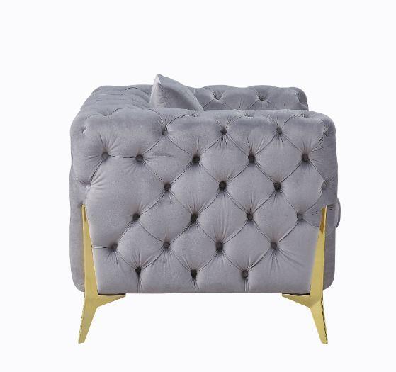 ACME - Jelanea - Chair - Gray Velvet & Gold Finish - 30" - 5th Avenue Furniture