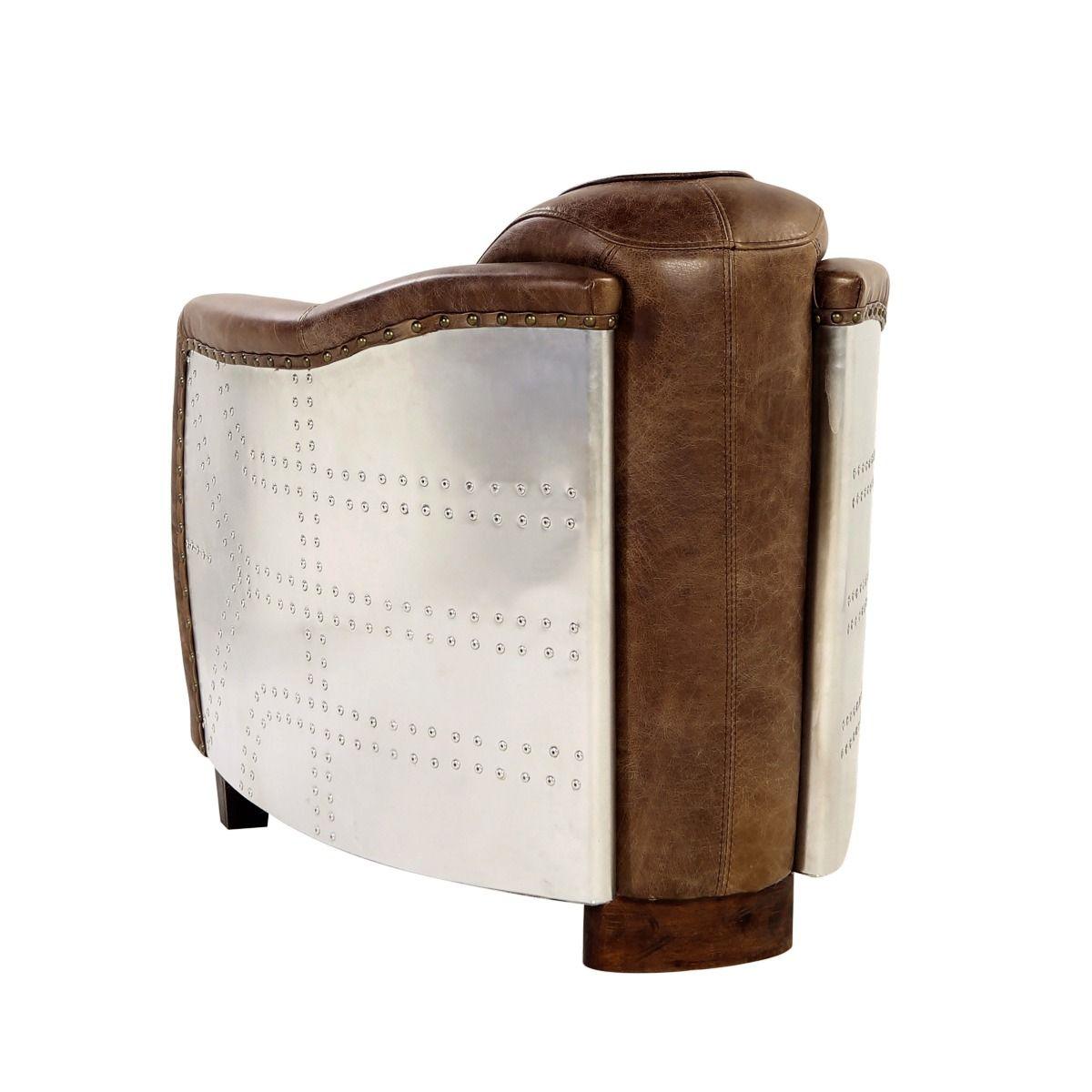 ACME - Brancaster - Chair - Retro Brown Top Grain Leather & Aluminum - 5th Avenue Furniture