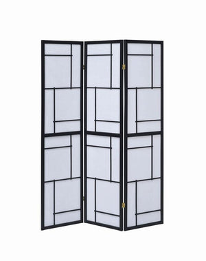 CoasterEveryday - Damis - 3-Panel Folding Floor Screen - Black And White - 5th Avenue Furniture