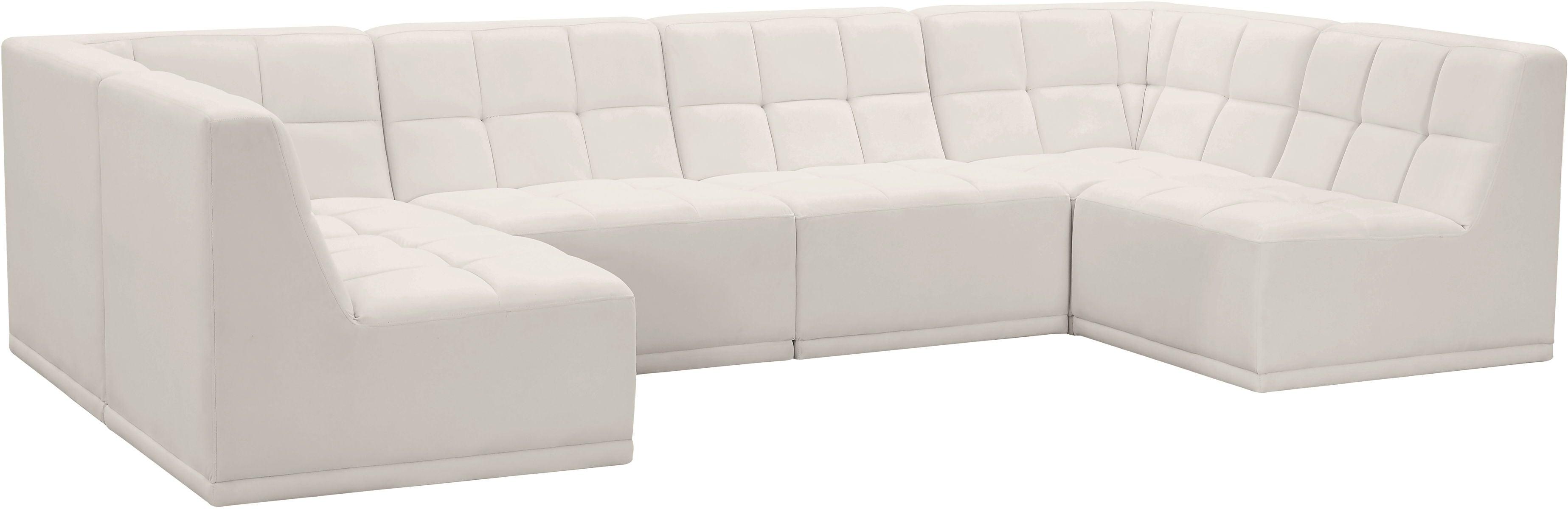 Meridian Furniture - Relax - Modular Sectional 6 Piece - Cream - 5th Avenue Furniture