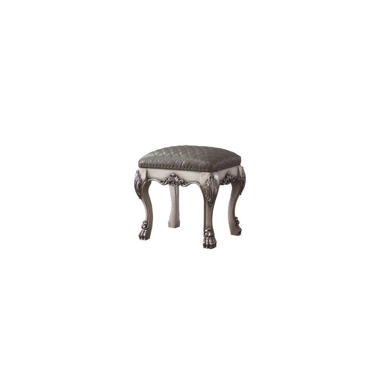 ACME - Dresden - Vanity Stool - Vintage Bone White & PU - 5th Avenue Furniture