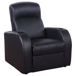 CoasterEssence - Cyrus - Home Theater Upholstered Recliner - Black - 5th Avenue Furniture