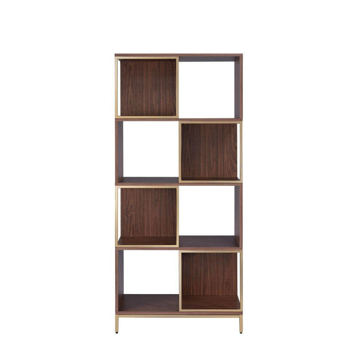 ACME - Diwan - Bookshelf - Walnut & Champagne - 5th Avenue Furniture