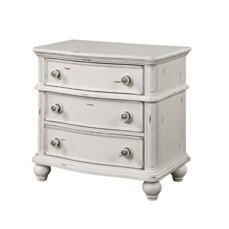 ACME - Jaqueline - Nightstand - Light Gray Linen & Antique White Finish - 5th Avenue Furniture