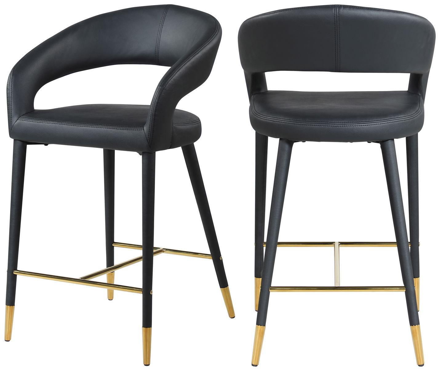 Meridian Furniture - Destiny - Stool - Black- Faux Leather - 5th Avenue Furniture