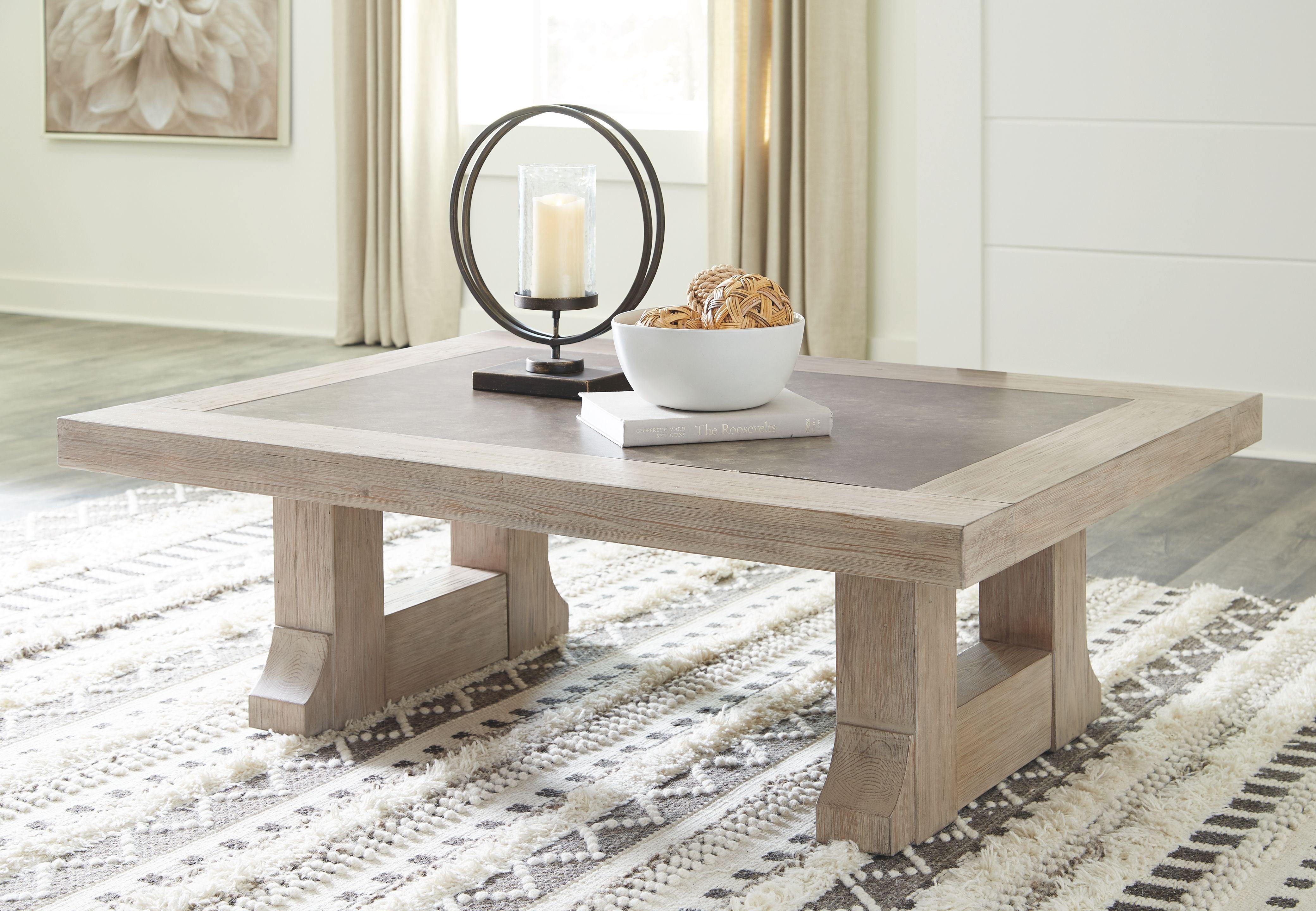 Ashley Furniture - Hennington - Light Brown - Rectangular Cocktail Table - 5th Avenue Furniture