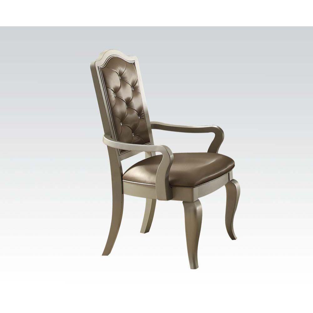 ACME - Francesca - Chair (Set of 2) - Silver PU & Champagne - 5th Avenue Furniture