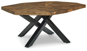 Signature Design by Ashley® - Haileeton - Brown / Black - Oval Cocktail Table - 5th Avenue Furniture