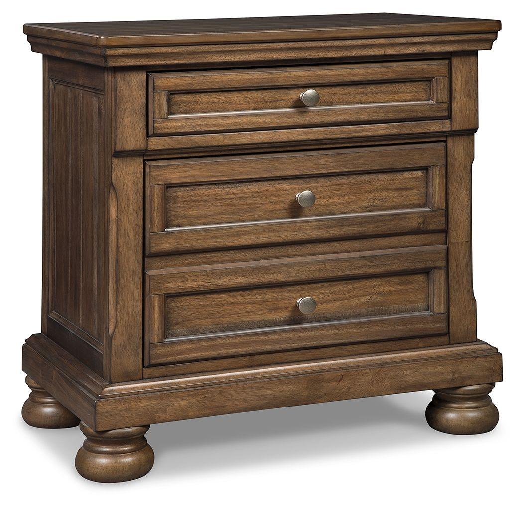 Ashley Furniture - Flynnter - Medium Brown - Two Drawer Night Stand - 5th Avenue Furniture