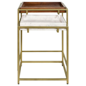 Coaster Fine Furniture - Bolden - 2 Piece Square Nesting Table With Recessed Top - Gold - 5th Avenue Furniture