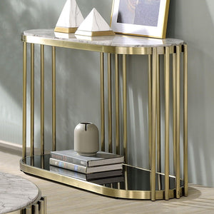 Furniture of America - Ofelia - Sofa Table - Antique Brass / Black - 5th Avenue Furniture