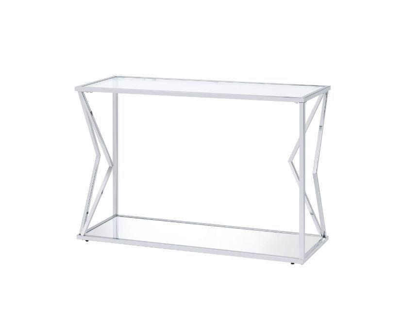 ACME - Virtue - Accent Table - Clear Glass & Chrome Finish - 5th Avenue Furniture