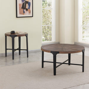 Steve Silver Furniture - Chevron - Round End Table - Brown - 5th Avenue Furniture