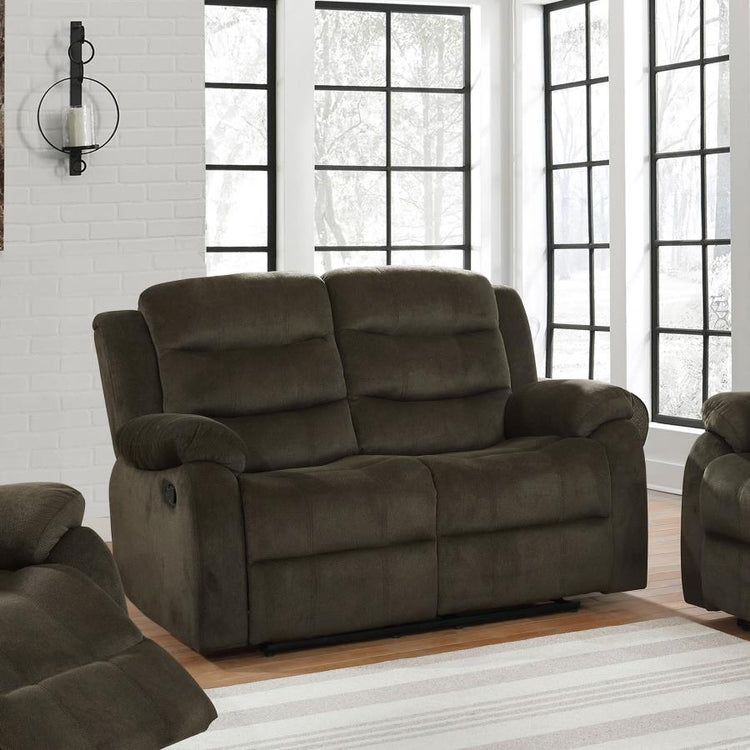 CoasterEveryday - Rodman - Pillow Top Arm Motion Loveseat - Olive Brown - 5th Avenue Furniture