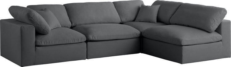 Meridian Furniture - Plush - Velvet Standart Comfort Modular Sectional 4 Piece - Grey - 5th Avenue Furniture