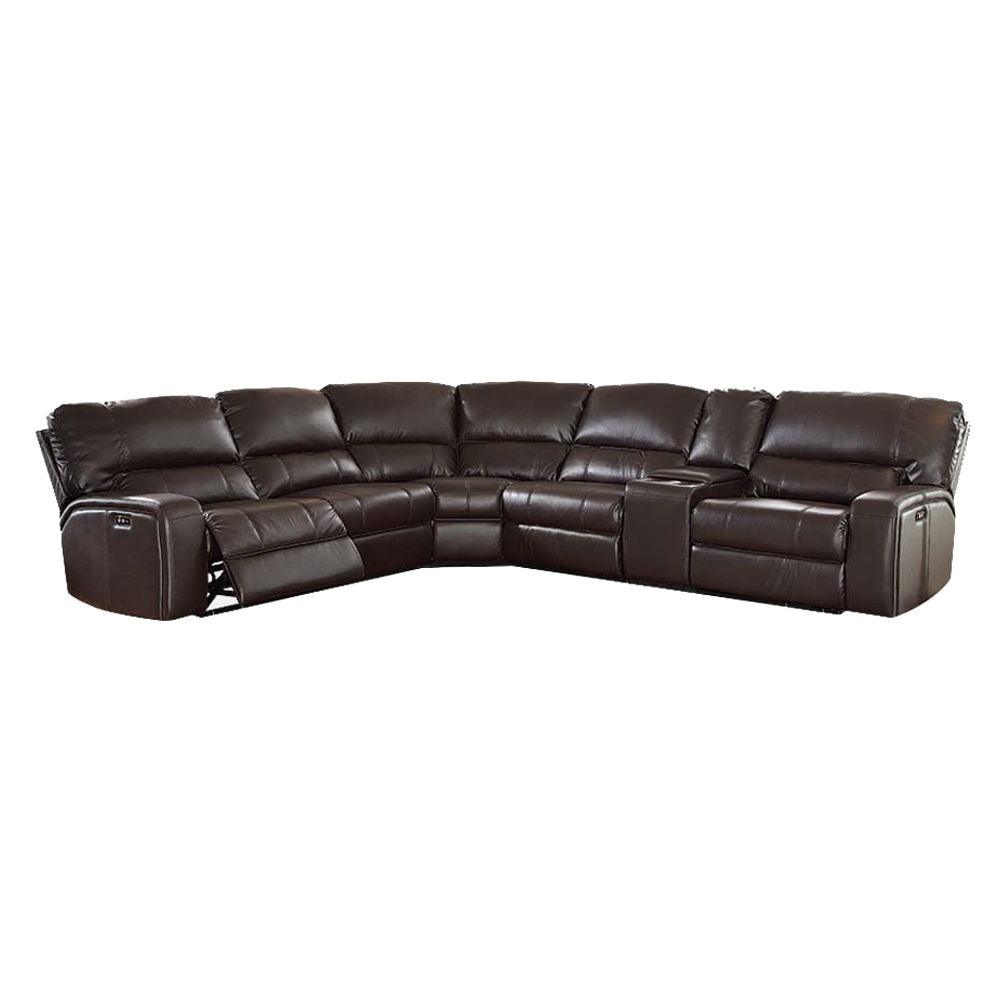 ACME - Saul - Sectional Sofa - Espresso Leather-Aire - 5th Avenue Furniture