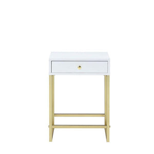 ACME - Coleen - Accent Table - White & Brass - 5th Avenue Furniture