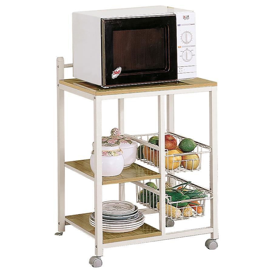 CoasterEveryday - Kelvin - 2-Shelf Kitchen Cart - Natural Brown And White - 5th Avenue Furniture