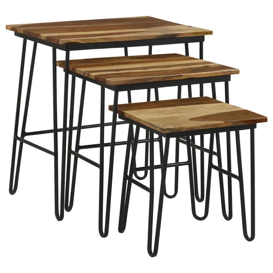 CoasterElevations - Nayeli - 3 Piece Nesting Table With Hairpin Legs - Natural And Black - 5th Avenue Furniture