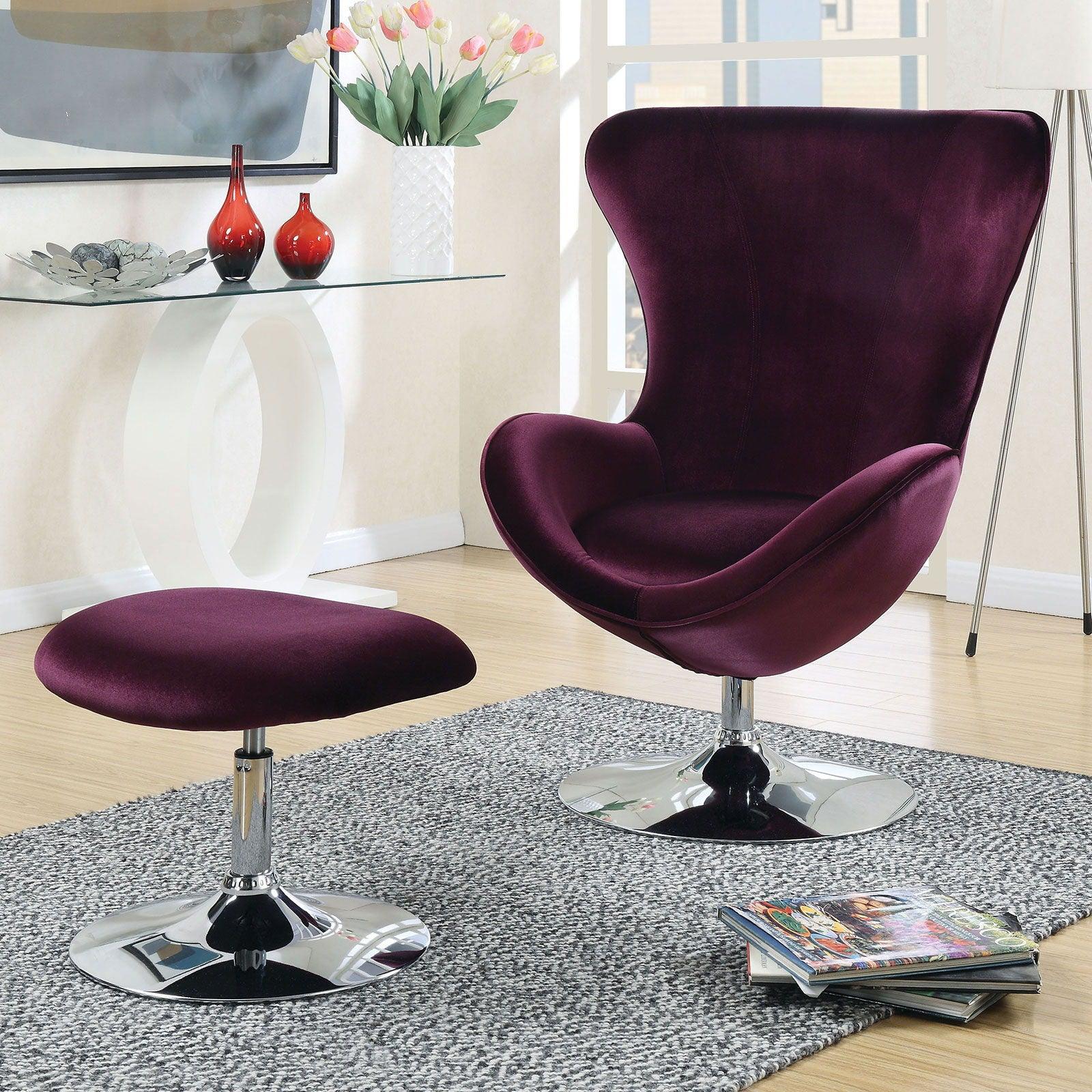 Furniture of America - Eloise - Accent Chair With Ottoman - Purple - 5th Avenue Furniture